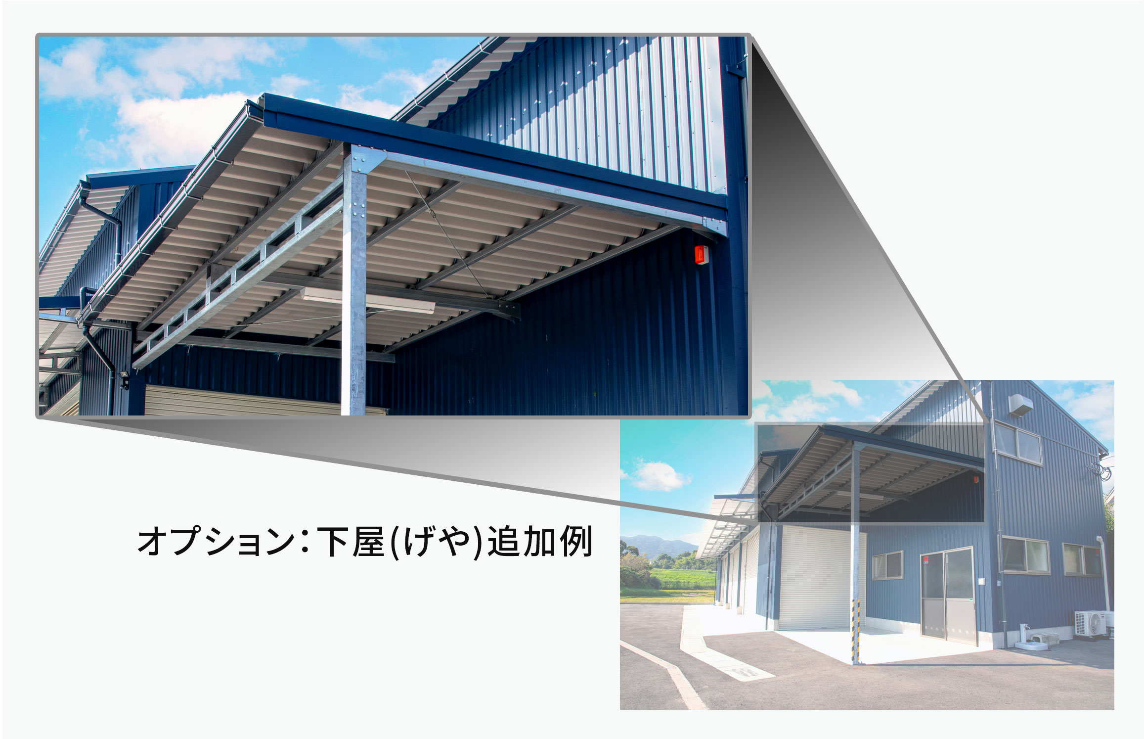 倉庫の下屋の写真