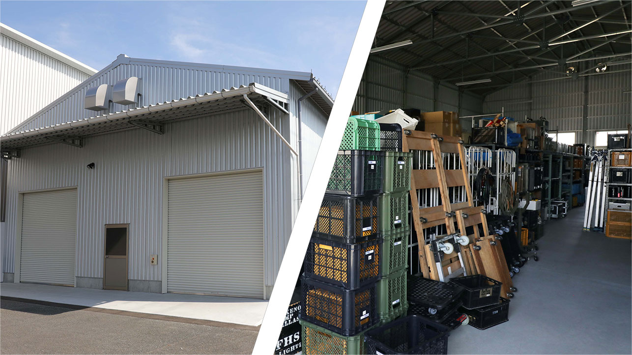 在庫を保管する大型の事業用倉庫の写真